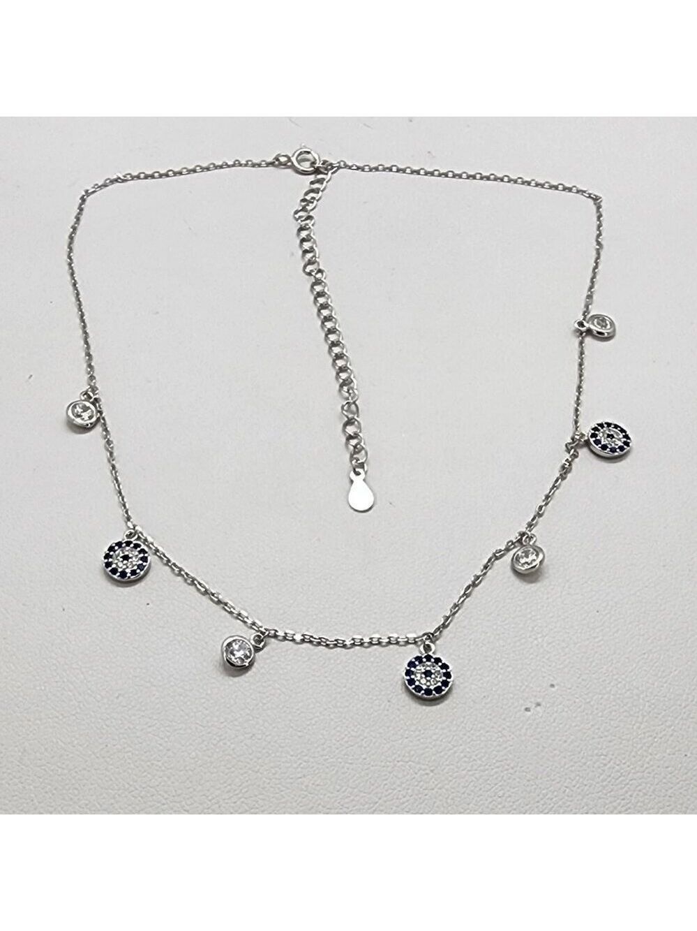 Brand New Sterling Silver 925 Multi Evil Eye Necklace